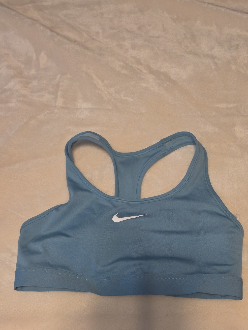 Nike Light Blue Racerback Sports Bra with White Swoosh
